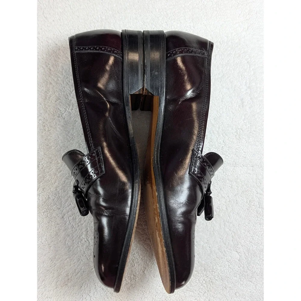 Duccio Papini Italy Burgundy Leather Tassel Brogue Loafers Mens Size 9 363